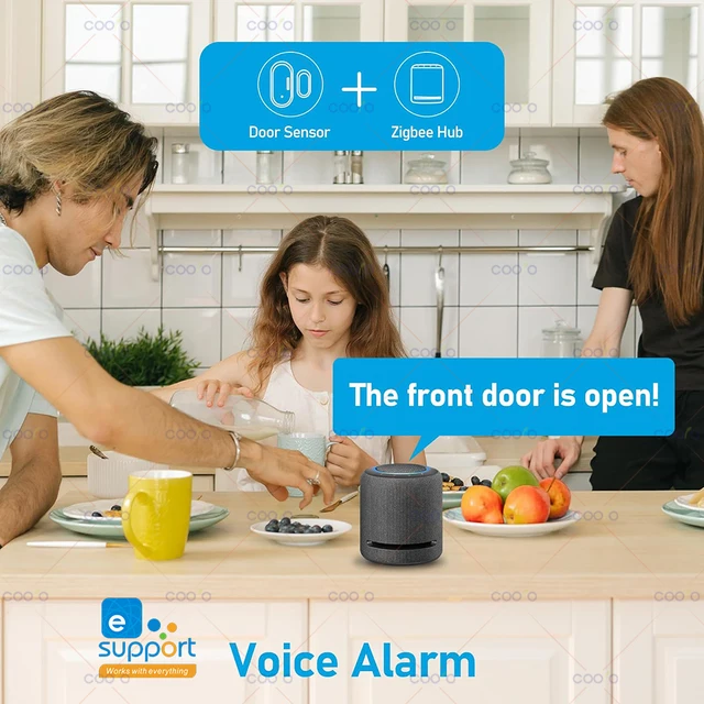 Ewelink Zigbee Door Sensor Wireless Magnetic Window Open Closed Alarm Detector Works With Zigbee2MQTT Alexa Google Need Gateway 6
