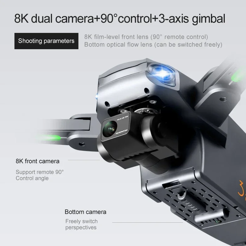 RG106 PRO 전문가용 접이식 드론, 8K HD 듀얼 카메라, GPS, 와이파이, 광각 FPV, 실시간 변속기, RC 거리 2km 장난감