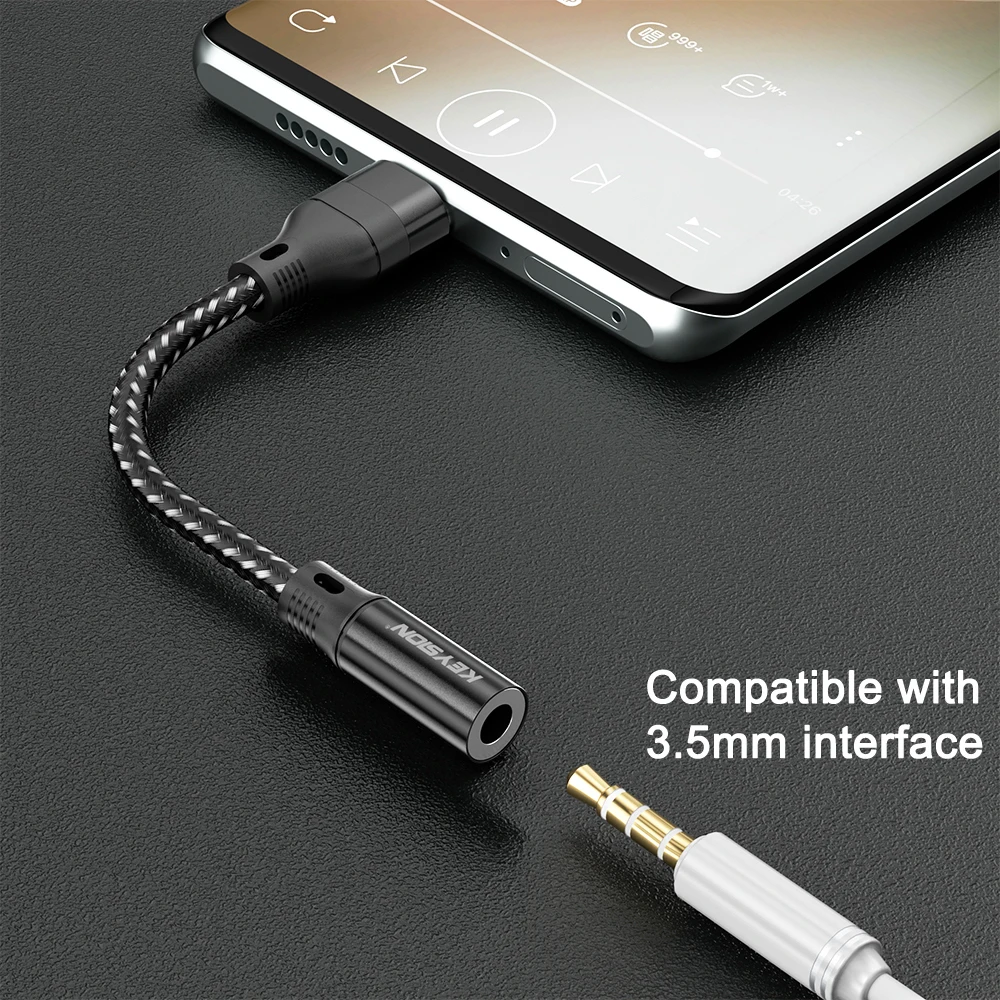 KEYSION 3.5mm Aux Adapter USB Type C to 3.5mm DAC Chip Headphone Adapter USB C to 3.5 Aux Cable for PC for iPhone 15 Pro Max Macbook Samsung Xiaomi