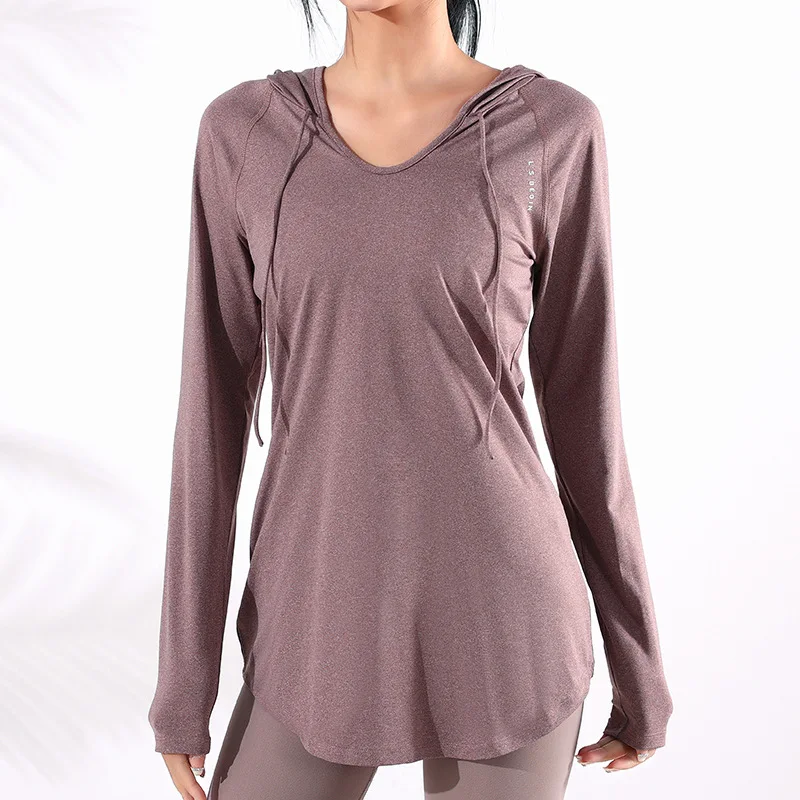 Autumn Women Sport Hoodies Quick Dry Loose Yoga Shirt Long Sleeve Running T-shirt Girls Oversized Gym Workout Fitness Hooded Top