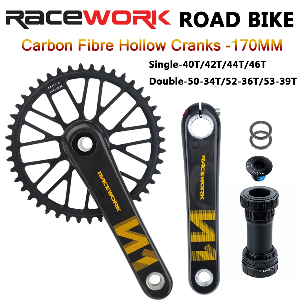Racework Road Bike Carbon Crankset 11/12 Speed Gxp 22s Bicycle Carbon
