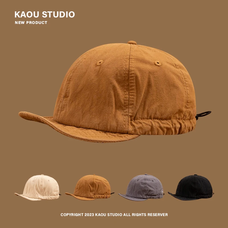 

Cotton Soft Brim Hat Trendy Men's Fashion Short-Brimmed Peaked Cap Pure Color All-Matching Baseball Cap Female Four Seasons