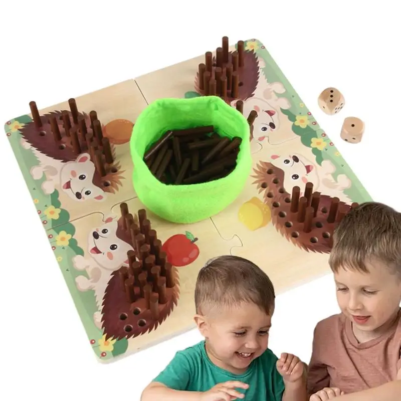 

Hedgehog Learning Toy Hedgehog Stick Hand Game Ages 3 Parent-Child Interaction Fine Motor Skills Insert Stick Puzzle Board