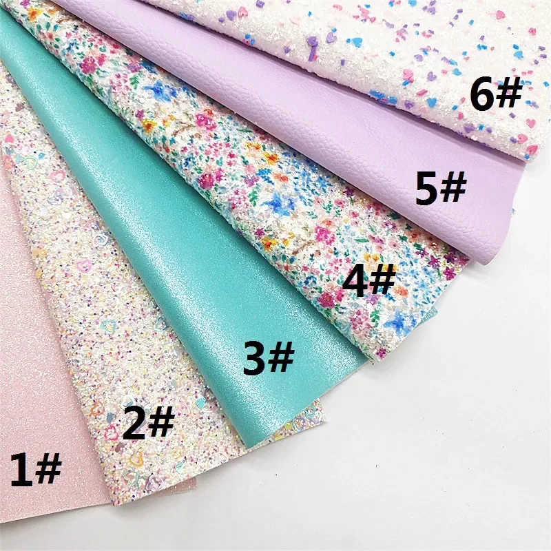 Description Picture 2 of itemHearts Glitter Leather Sheets Flower Custom Glitter Leather Fabric Shimmer Glitter Litchi Leather for DIY Craft 8.2"x11.4" SJ393