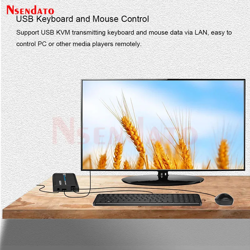 LKV473KVM 4K 60hz HDMI KVM USB Extender 120m Over Ethernet UTP/STP RJ45 Cat5e/6 Extender HDMI Transmitter Receiver Kit For PS3