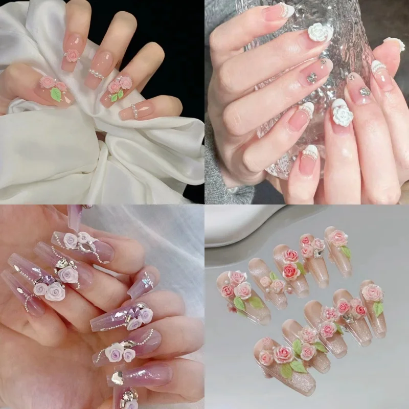 5PC * 3D Nail mold Transparent Silicone Carving Mold DIY UV gel Nail Silicone Mold Nail Enhancement Decoration Tool (4 * 2cm) 5