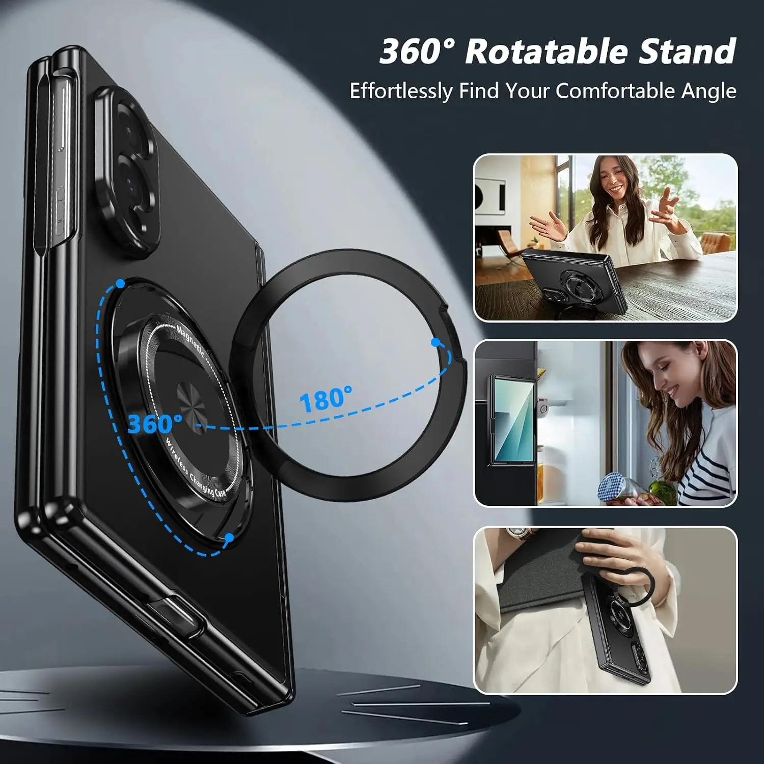 Full-Body Protective Case with Built-in Screen Protector & Rotating Magnetic Kickstand