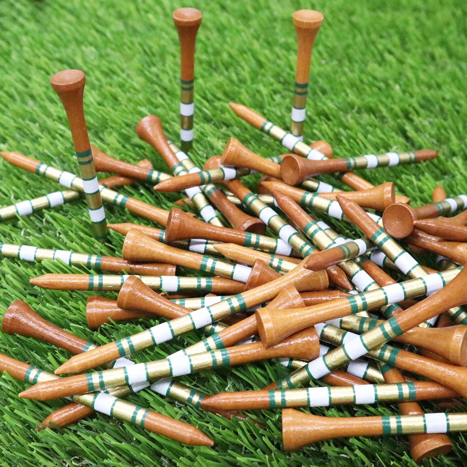 Natrual Wooden Golf Tees 100 Pack Biodegradable Bamboo Golf Tees,More Sturdy and Stable Premium Bamboo Golf Tees 6
