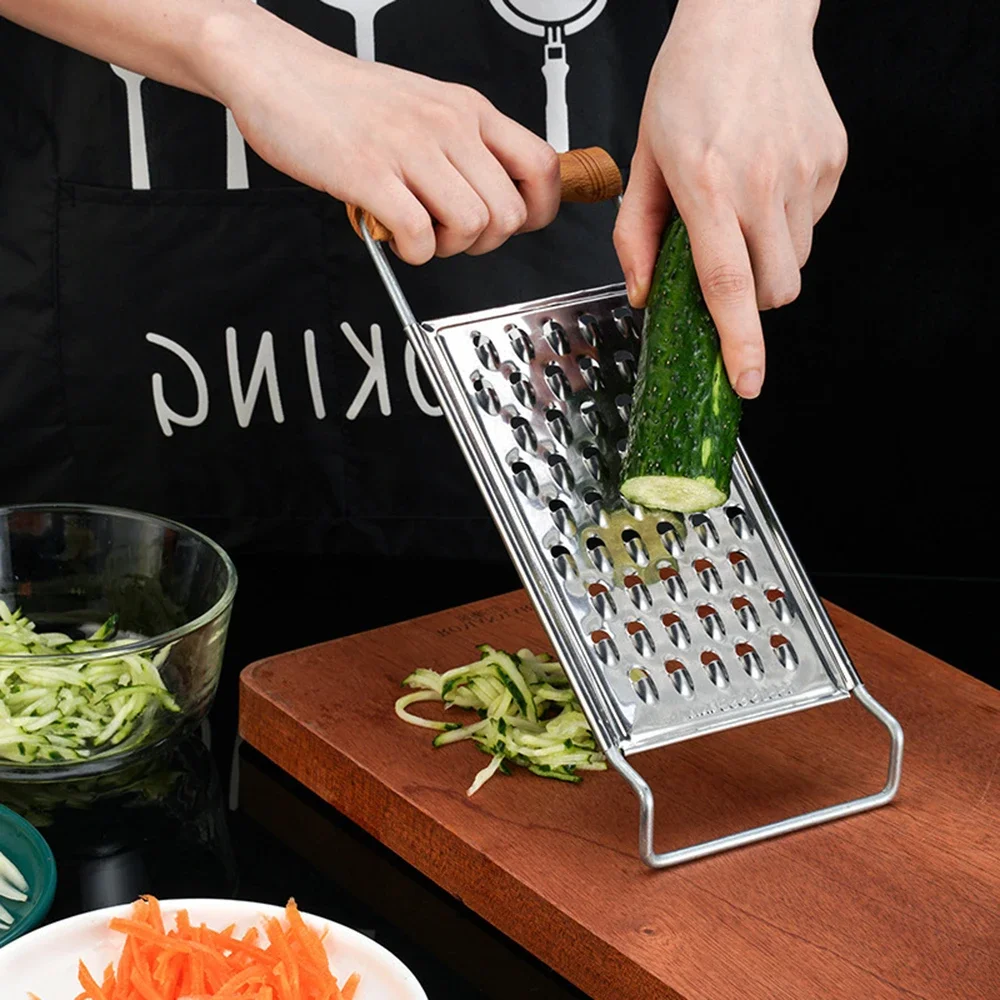 Ergonomic ginger mill and vegetable grater with various hole sizes.