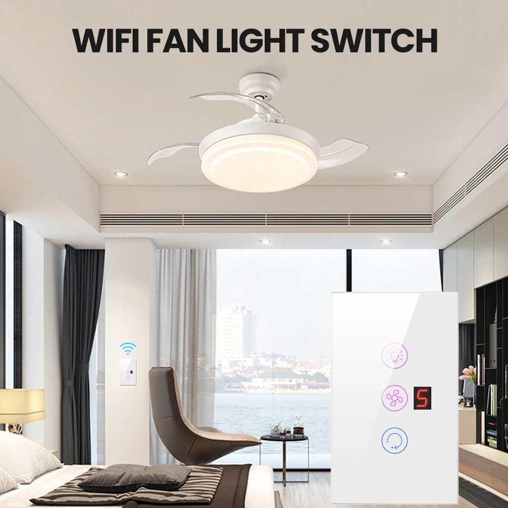 AVATTO Tuya Wifi Fan Light Switch Smart Ceiling Fan Lamp Switch Various Speed Voice Controlled by Alexa Google Home