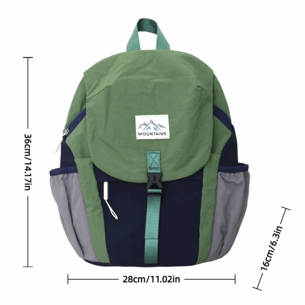Stylish Lightweight Kids Backpack Quick Dry Nylon Trendy Flap Bag Waterproof Contrast Color Schoolbag For School Outdoor Hiking 6