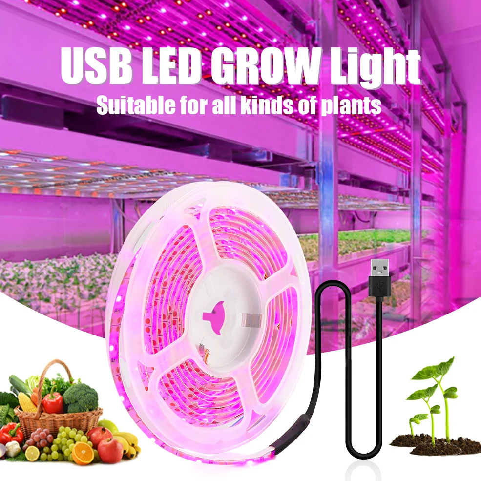 DC 5V USB Led Plant Grow Lights Full Spectrum Phyto Lamp 2m 3m Strip