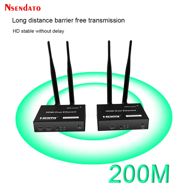 200M 2.4GHz/5GHz 1080P HDMI-Compatible Extender Wireless Video Transmitter and Receiver kit With IR loop Out For TV PC