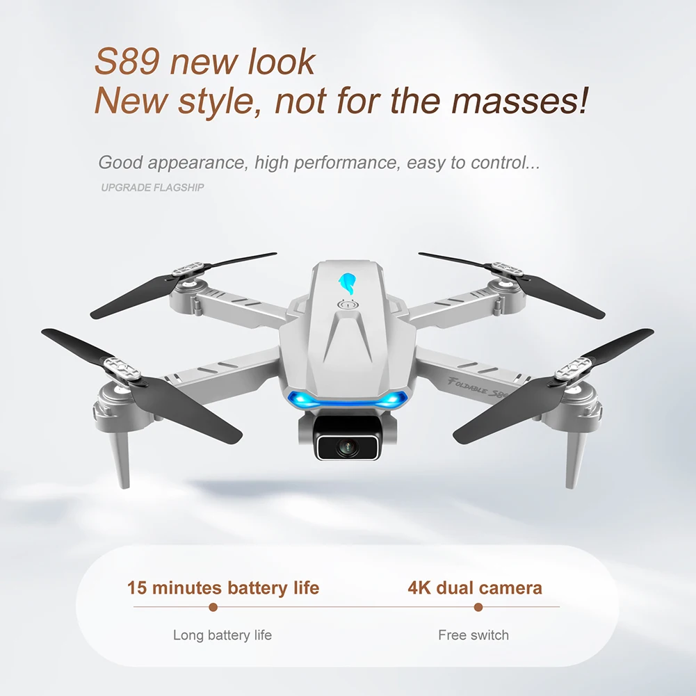 YLR/C S89 Drone 4k HD Single/Dual Camera 2.4GHz WiFi FPV  Altitude Hold Drones Brushed Foldable 6axes Rc Helicopter with Battery