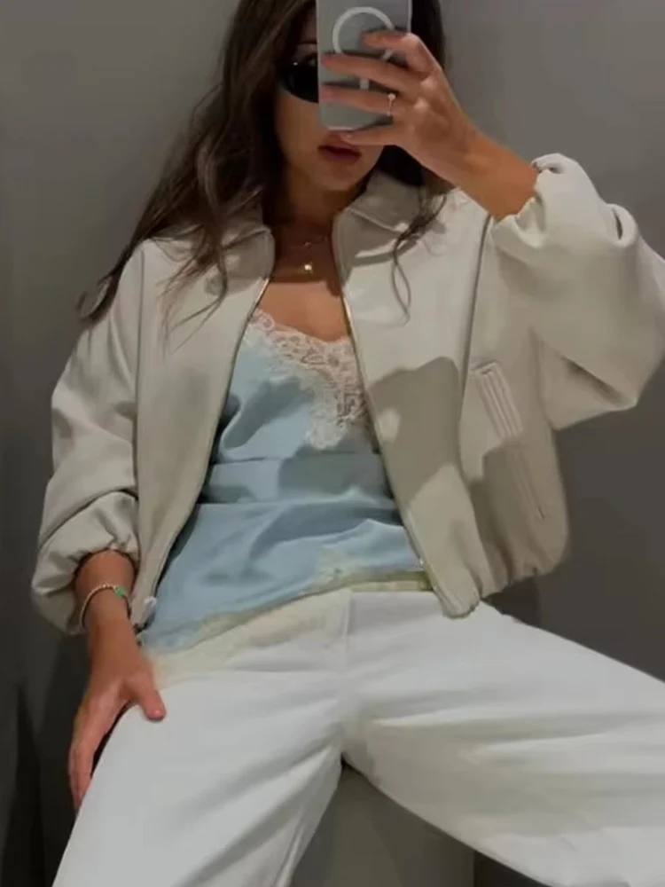 Women puffy Jacket 2025 Women's Fashion Short Coat Long Sleeve Zipper Jackets Streetwear Casual New Outerwears ﻿