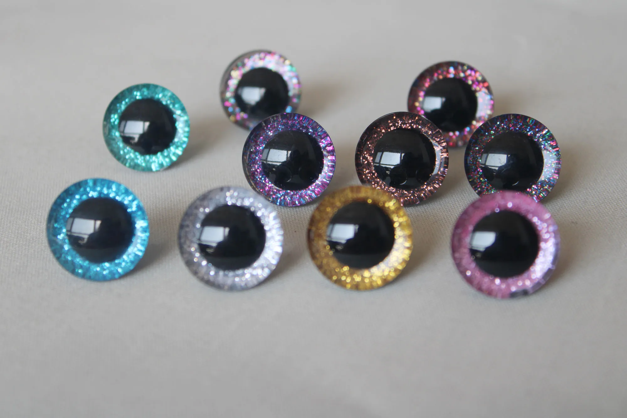 new 20pcs--N10-9-12-14-16-20-24-30-35mm 3D  glitter toy eyes + washer for woolen diy plush  doll color option 4
