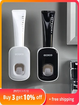 Автоматический диспенсер для зубной пасты ECOCO, настенное крепление, аксессуары для ванной комнаты, водонепроницаемый держатель для зубной ...