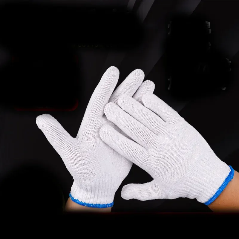 12 Pairs Wear-Resistant Ventilate Work Gloves Women Men Material Cotton Yarn Anti-Skid Knit Mitten Labor Protection Gardening