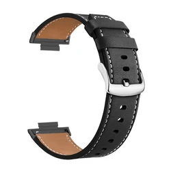 Leather Replacement Wristband Bracelet for Smart Watch - Premium Strap Accessory (Black)