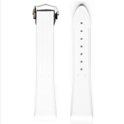 Premium Rubber Watch Strap with Folding Buckle and Curved End - 20mm/21mm - 20mm (White)