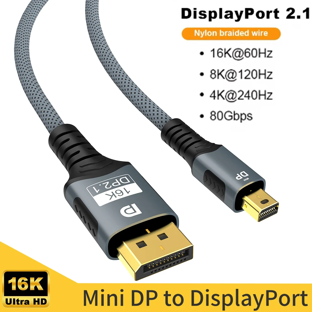 Mini DP to DisplayPort 8K Cable DP1.4 Bi-Directional Conversion Transmission Cable 16K@60Hz 4K@144Hz for MacBook Air Projector