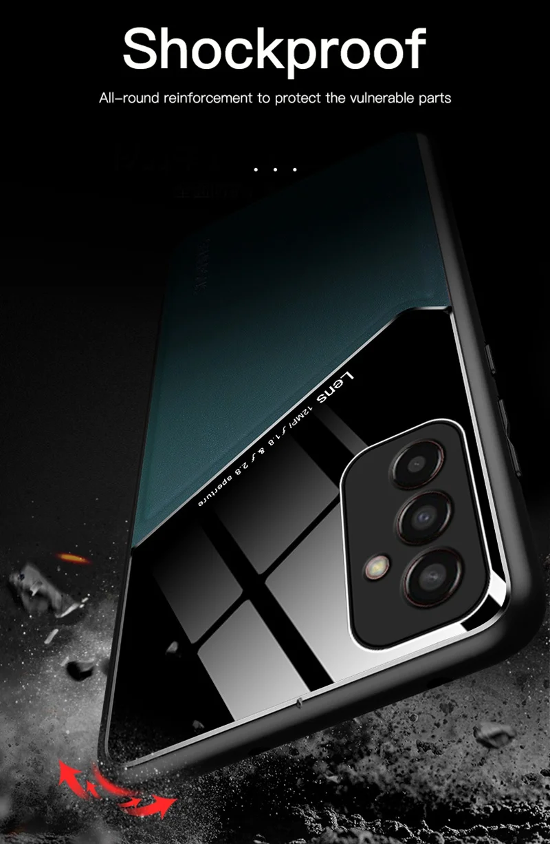 Prabangus odinis telefono dėklas, skirtas „Samsung Galaxy M13 4G M23 M33 M53 5G A03 Core A03S A13 A23 A33 A53 A73“ dangteliui su silikoniniu dėklu_voghion.com