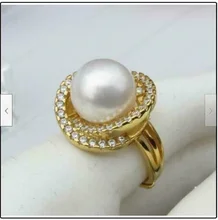  Charming AAA + + 11-12mm Akoya white earrings pearl ring size adjustmrin 