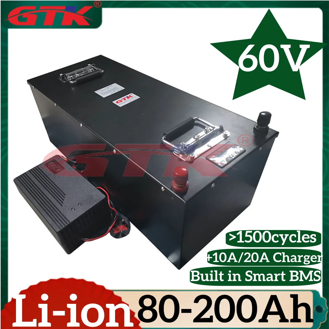 

GTK 60V Battery 80Ah 100Ah 120Ah 150Ah 180Ah 200Ah Li-ion Battery 16S for 6000w 12000W Hybrids Motorcycle EV Tricycle Scooter