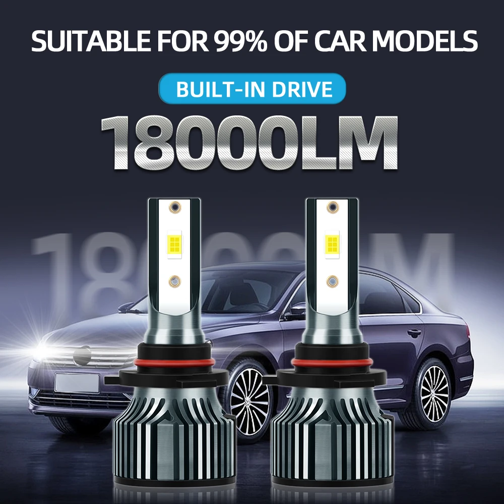 

H7 LED Headlights HB3 HB4 9005 9006 H1 H4 H11 H13 120W 18000LM Car Lamp Bulb 3750 CSP Chips Fog Lights 6000K 12V Auto Headlamps