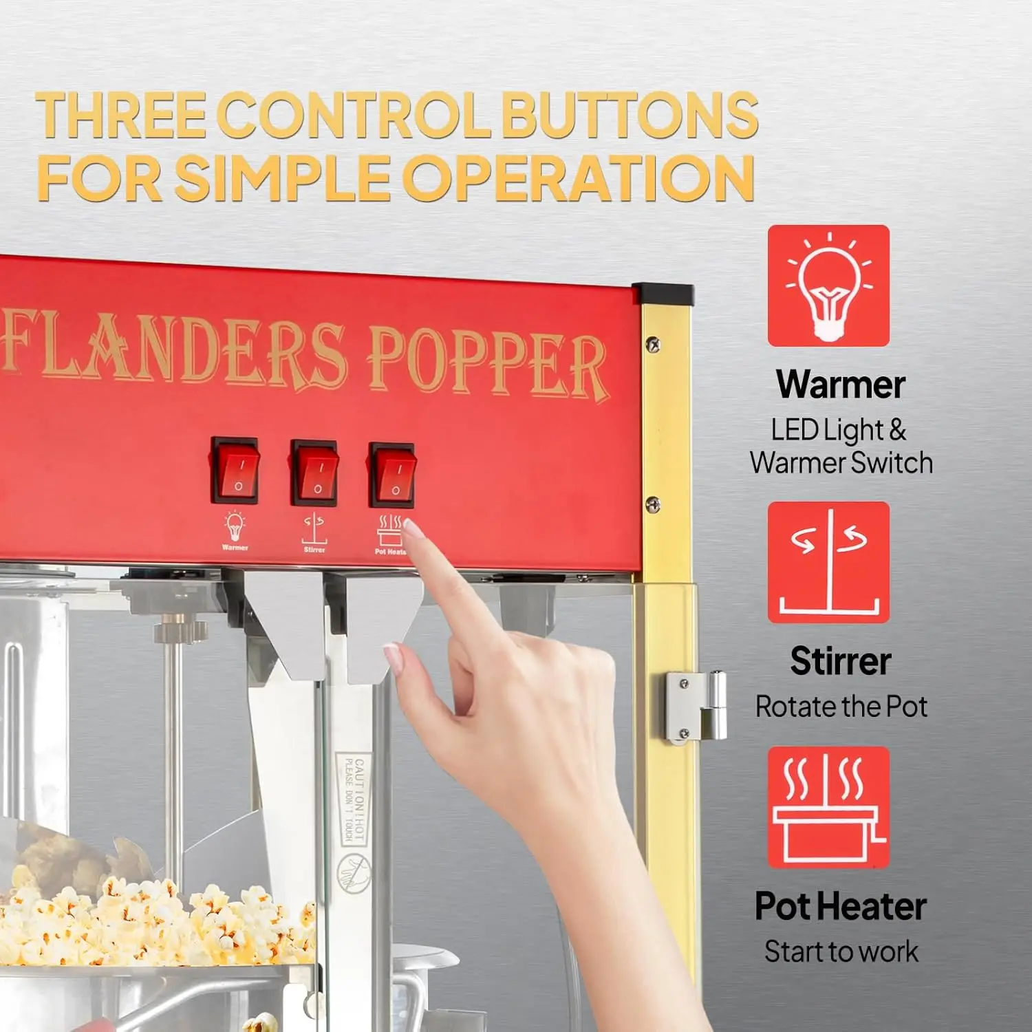 Popcorn Machine with 16 Ounce Kettle Countertop Popcorn Maker Commercial Machine w/Stainless Steel Scoop