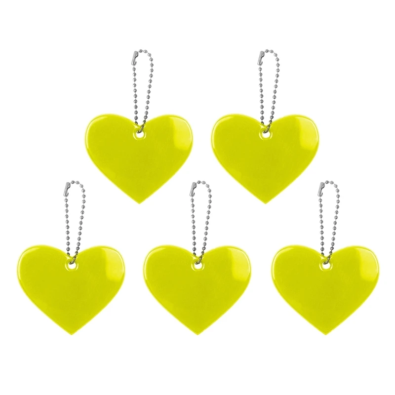 

Bright Heart Reflective Keychain Tags Safety Reflective Tags Bag Backpack Pendant for Kids Adults Student Dog Collar 5pc