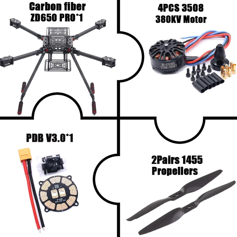 ZD650 PRO 650mm Ardupilot Pixhawk Carbon fiber Quadcopter Frame FPV Quad with Ca