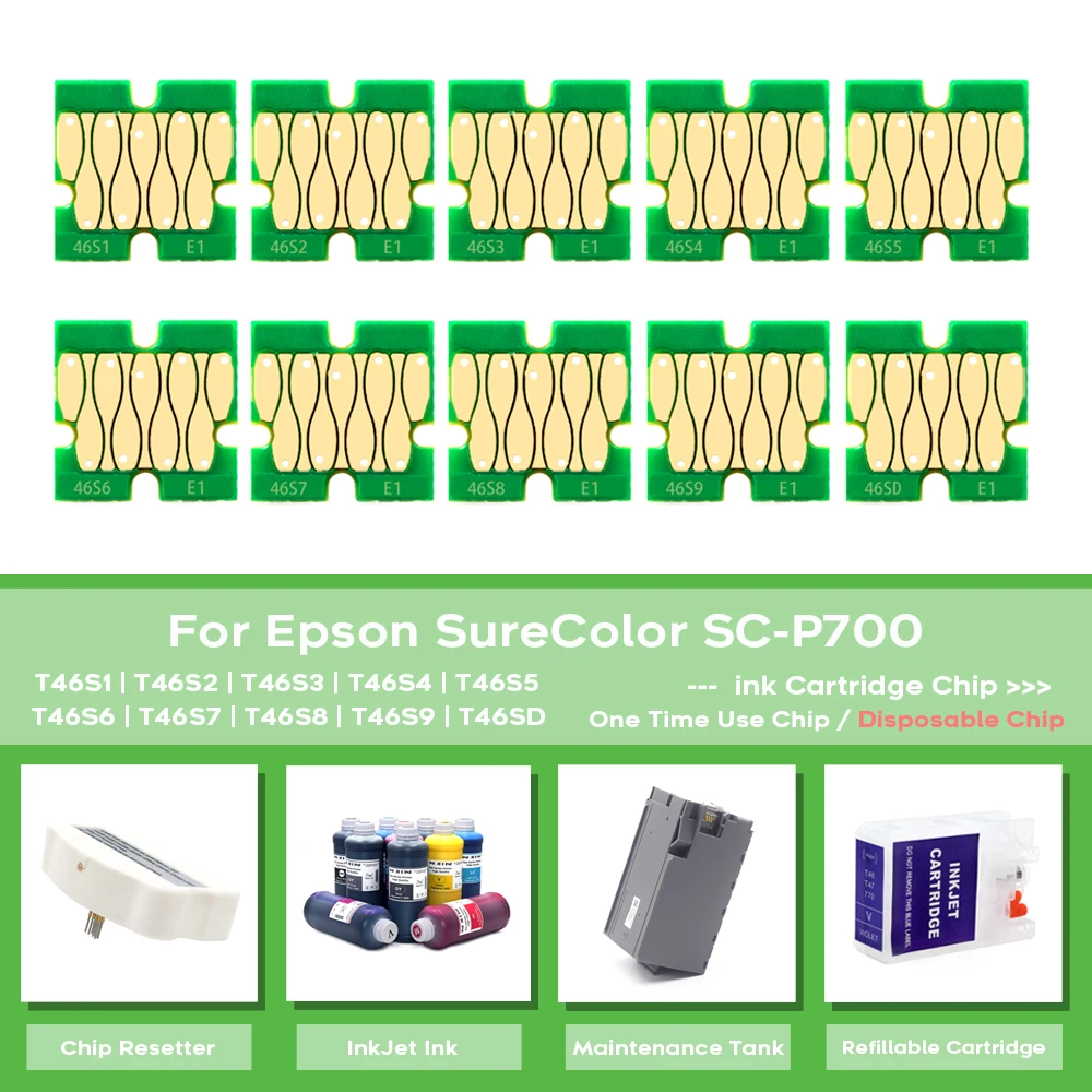 Europe Use T46S Disposable One-Time Use Chip for Epson SureColor P700 SC-P700 Printers Ink Cartridge