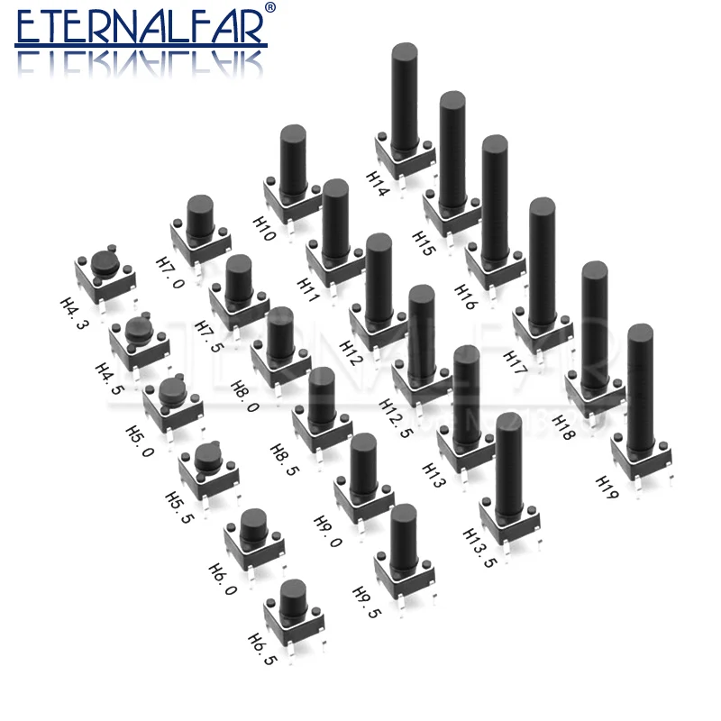 6x6x4.3 5 6 16MM 4PIN Tactile Tact Push Button Micro Switch Direct Plug-in Self-reset DIP Top Copper Through Hole | Обустройство дома
