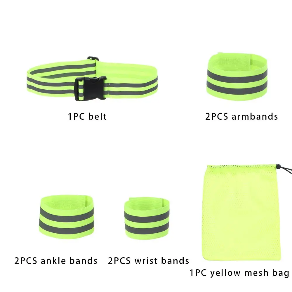 Reflective Band Strap Safety Reflective Glow Belt PT Belt High Visibility Waist for Arm Wrist Running Cycling