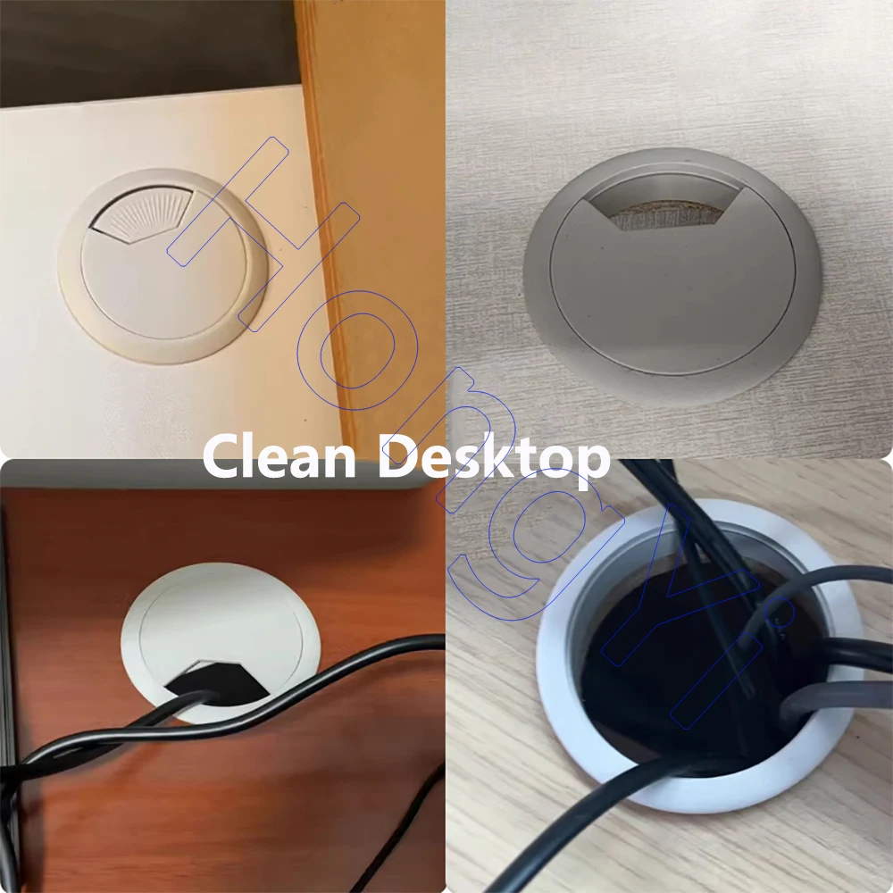 Desk Wire Organizer Cable Hole Cover ABS Plastic Cord Grommets 50mm/53mm/60mm/80mm 1Pcs for Office Furniture Cable Passing cable organizer cable hole cover desk cord grommet
