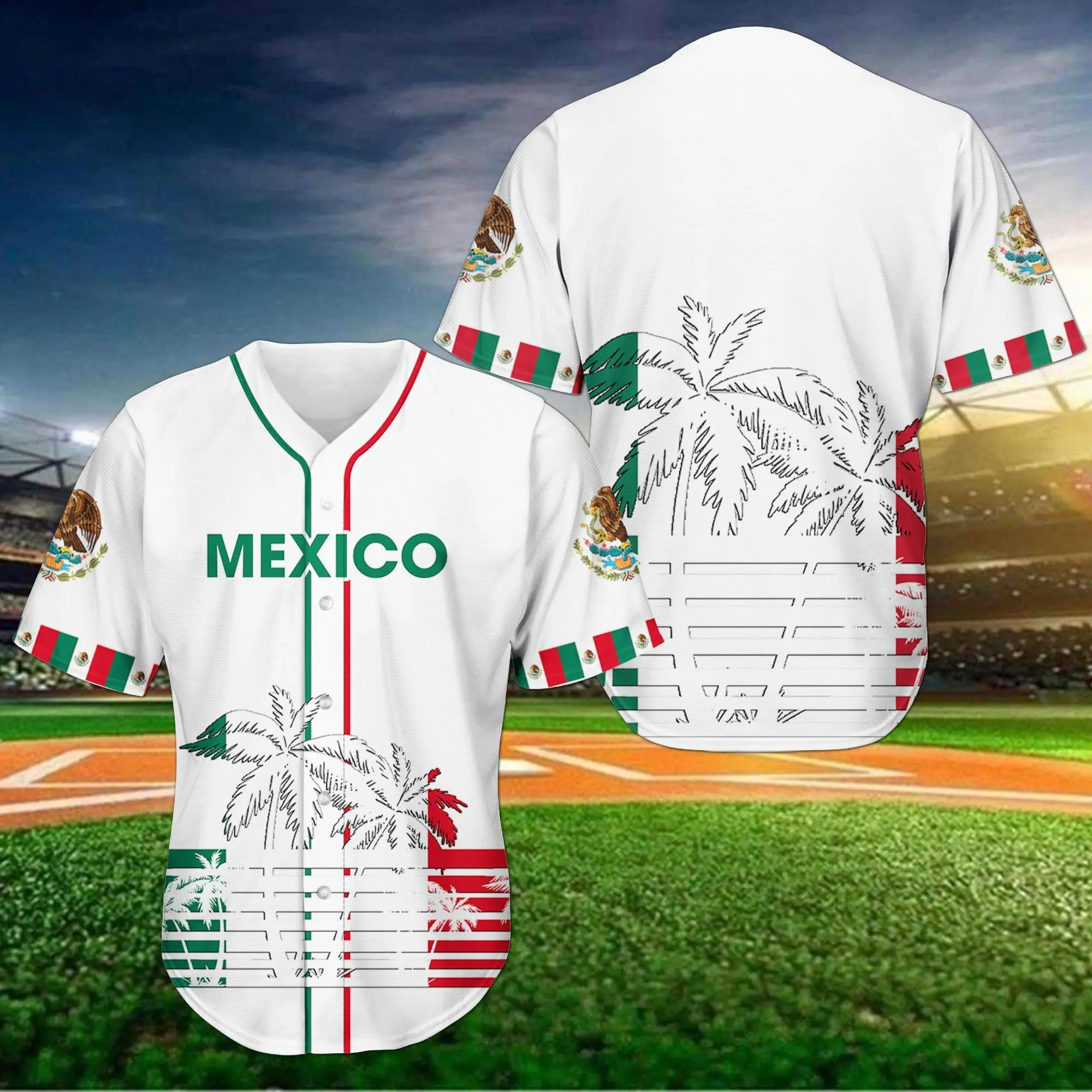 PLstar Cosmos Mexico Custom Name Baseball Shirt Jersey Summer NewFashion 3DPrint Funny Beach Short Sleeve Sport Casual A-1