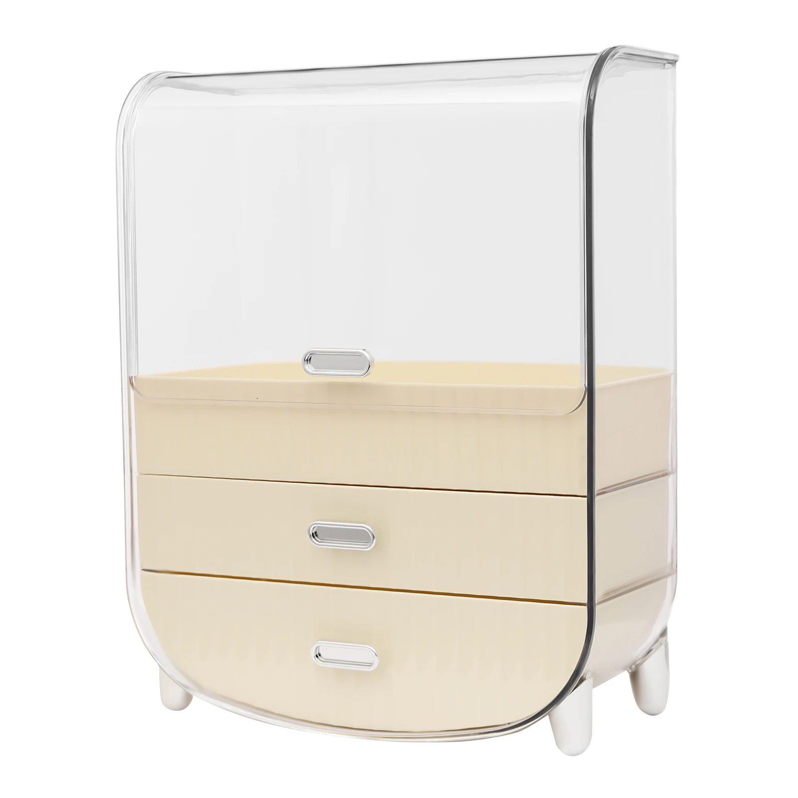 Makeup Organizer, Durable PET Material, 2 Drawers, Clear Design with Dustproof Cover for Cosmetics 5