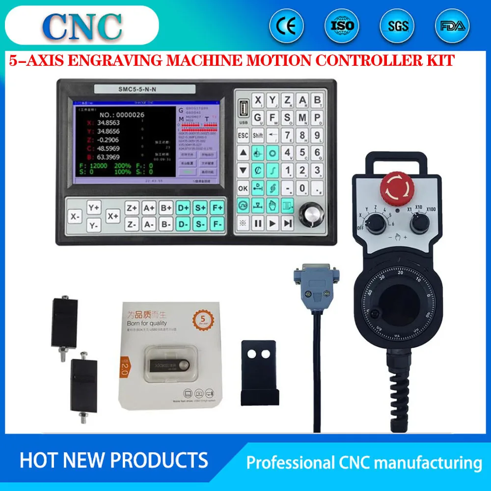 

Special offer 5-axis offline CNC controller set 500KHz motion control system 7-inch screen 6-axis emergency stop handwheel SMC5