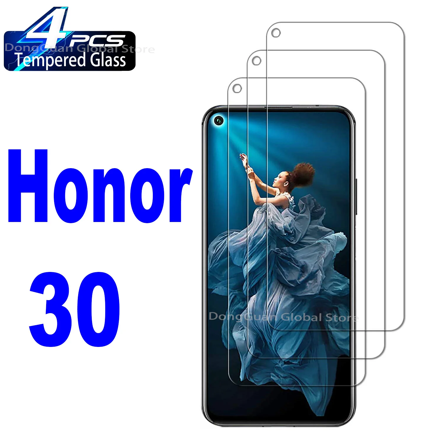 

4Pcs Tempered Glass For Huawei Honor 30 30S 30i Lite 10 Lite 20i 20Lite X20 X30 i X40 50SE Screen Protector Glass Film