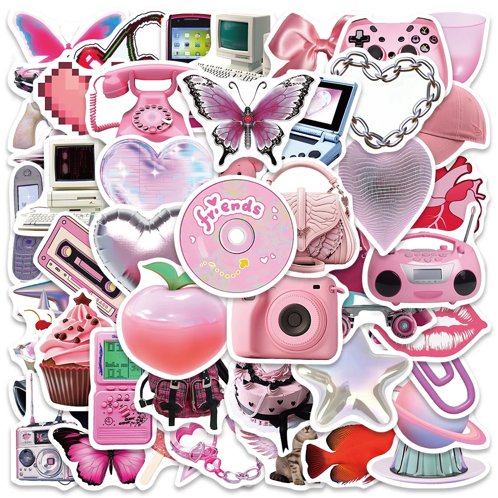 50pcs Cute Cartoon Girls Y2K Stickers Vinyl Laptop Decals Luggage Guitar Phone Skateboard Bike Car Waterproof Graffiti