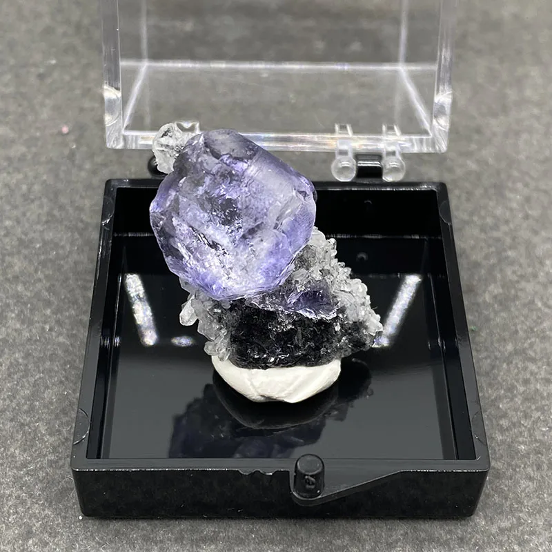 100% natural Tanzanite blue fluorite symbiotic raw stone mineral specimen healing crystal gem collection+ Box size:35*35*35mm