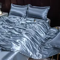 Luxury Ice Silk Bedding Set Satin Silky Duvet Cover Set With Pillowcase High-end Home Textiles Solid Color Bed Cover Sets