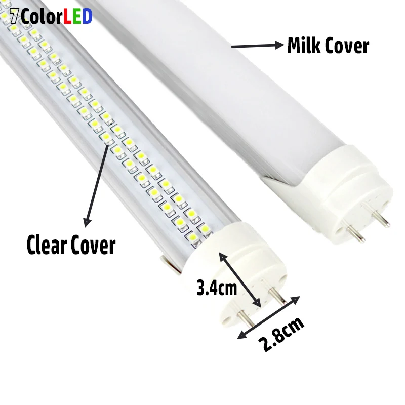 AC85-265V 입력 LED 형광 램프, 가정용 조명, T8 이중 행 칩 보드, LED 튜브, 10 개/로트, 4ft, 1200mm, 20w, 36w