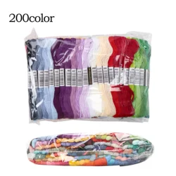 Premium Cross Stitch Embroidery Floss Variety Pack - Assorted Vivid Colors (200 Colors No Repeat)