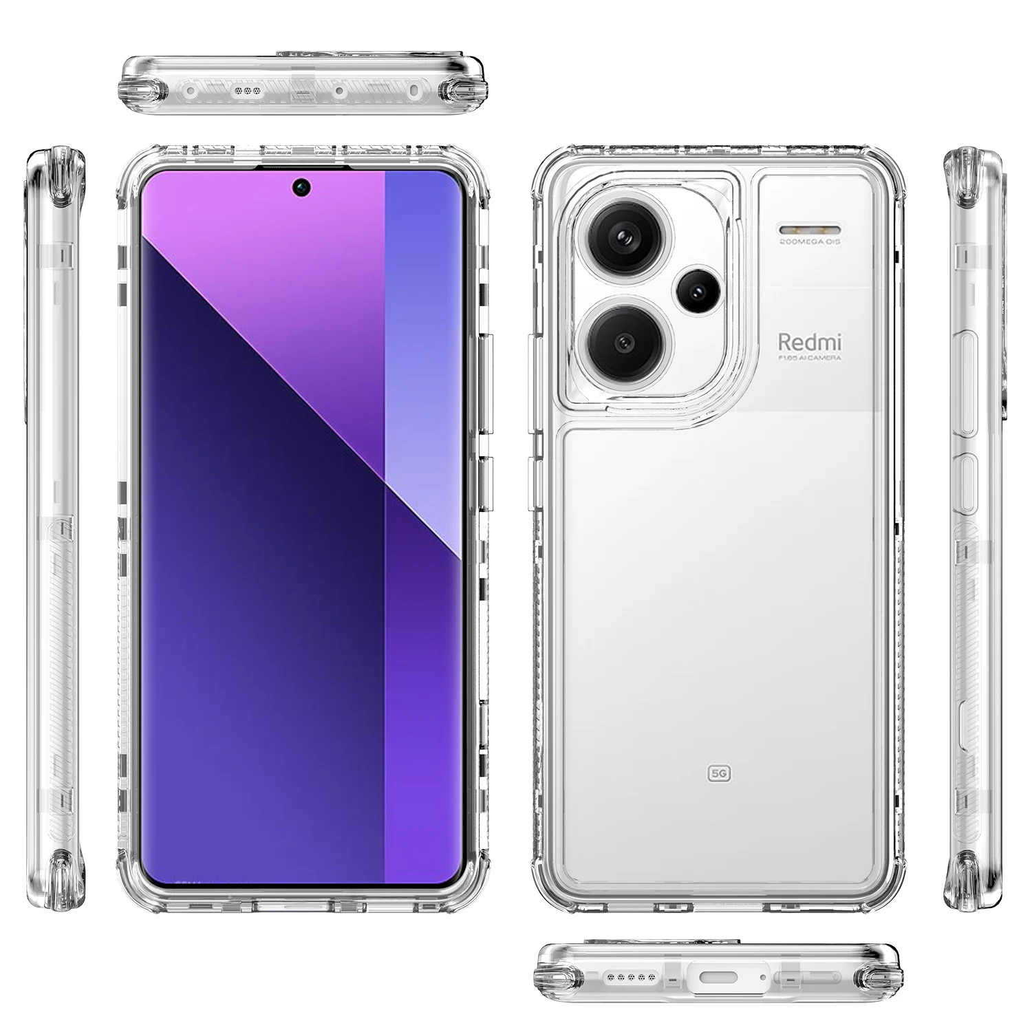 Rugged Shockproof Clear Back Case with Hard Plastic Frame