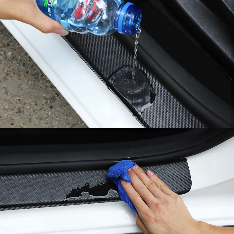 Carbon Fiber Leather Car Door Sill Anti-Stepping Protector Stickers