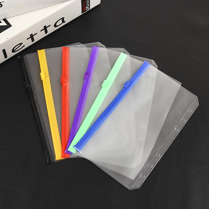 TETP 10pcs A5/A6/A7 Plastic Zipper Bags Pockets DIY Hand Account Collect Storage For Ring Notebook Binder Thicken Resealable 3