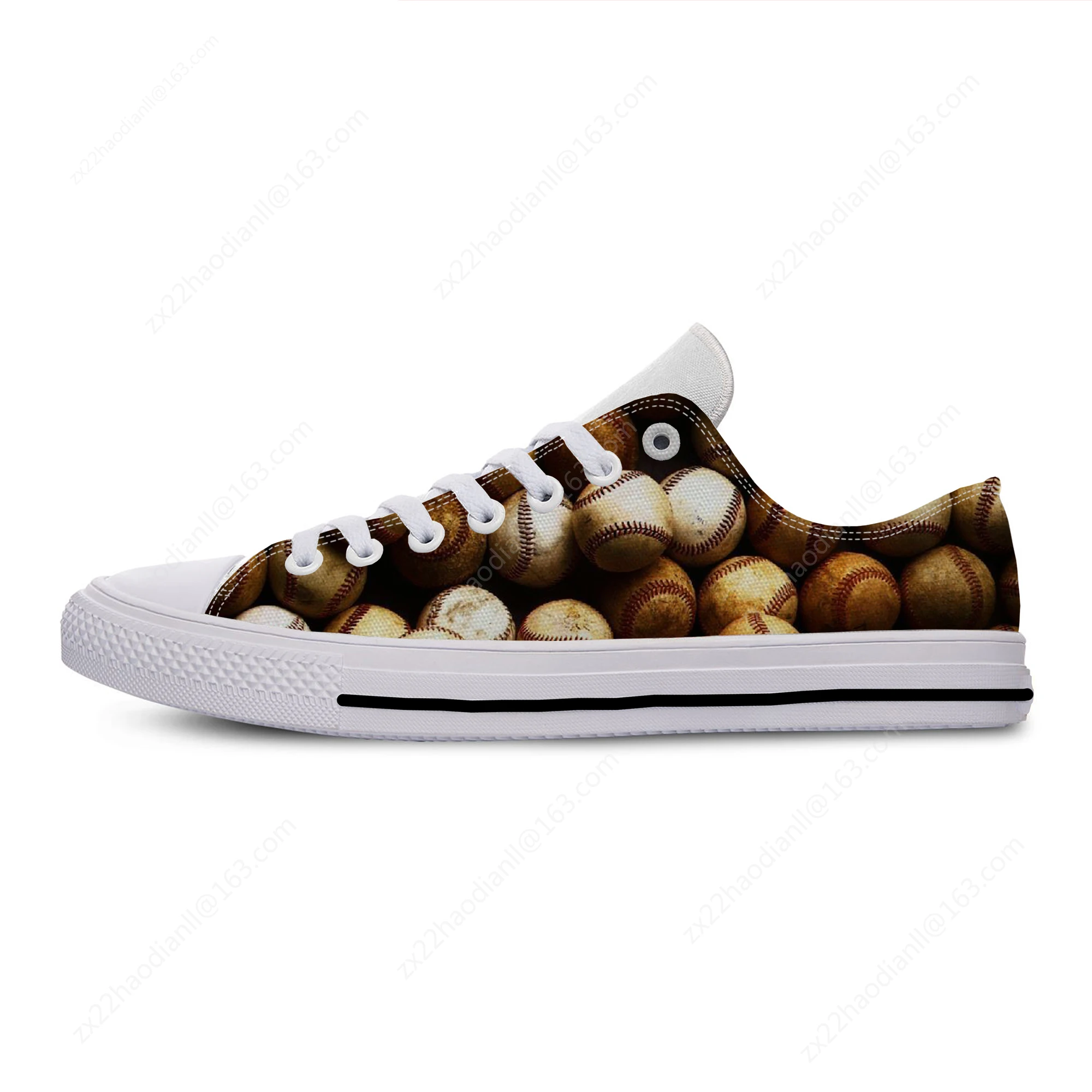 Baseball Pattern Lightweight Cloth 3D Print Funny Cool Fashion Low Top Canvas Shoes Mens Womens Casual Breathable Sneakers