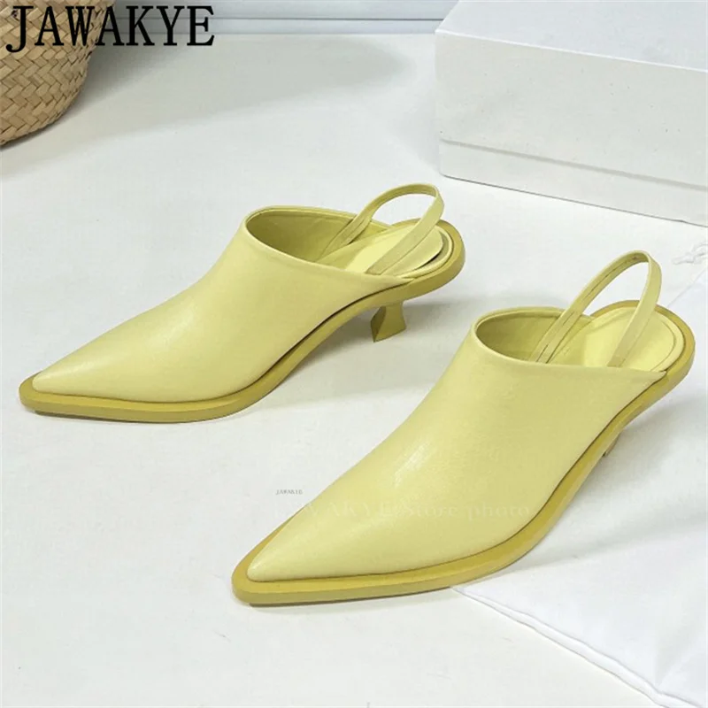 

JAWAKYE Pointy Wrap Toe Kitten Heels Shoes Women Genuine Leather Low Heel Flat Shoes Luxury Fashionable Dress Walk Shoes Mujer